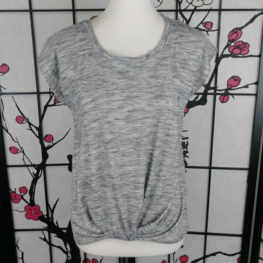 Jane & Delancey Ribbed Knotted Cap Sleeve T-Shirt